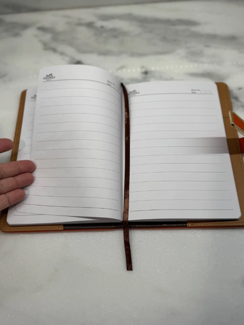 Hermes Orange notebook with pen. Bonus dustbag!